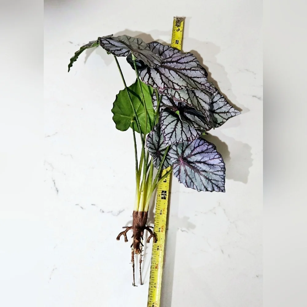Decorative Faux Plant with Purple and Green Leaves Painted Leaf Begonia